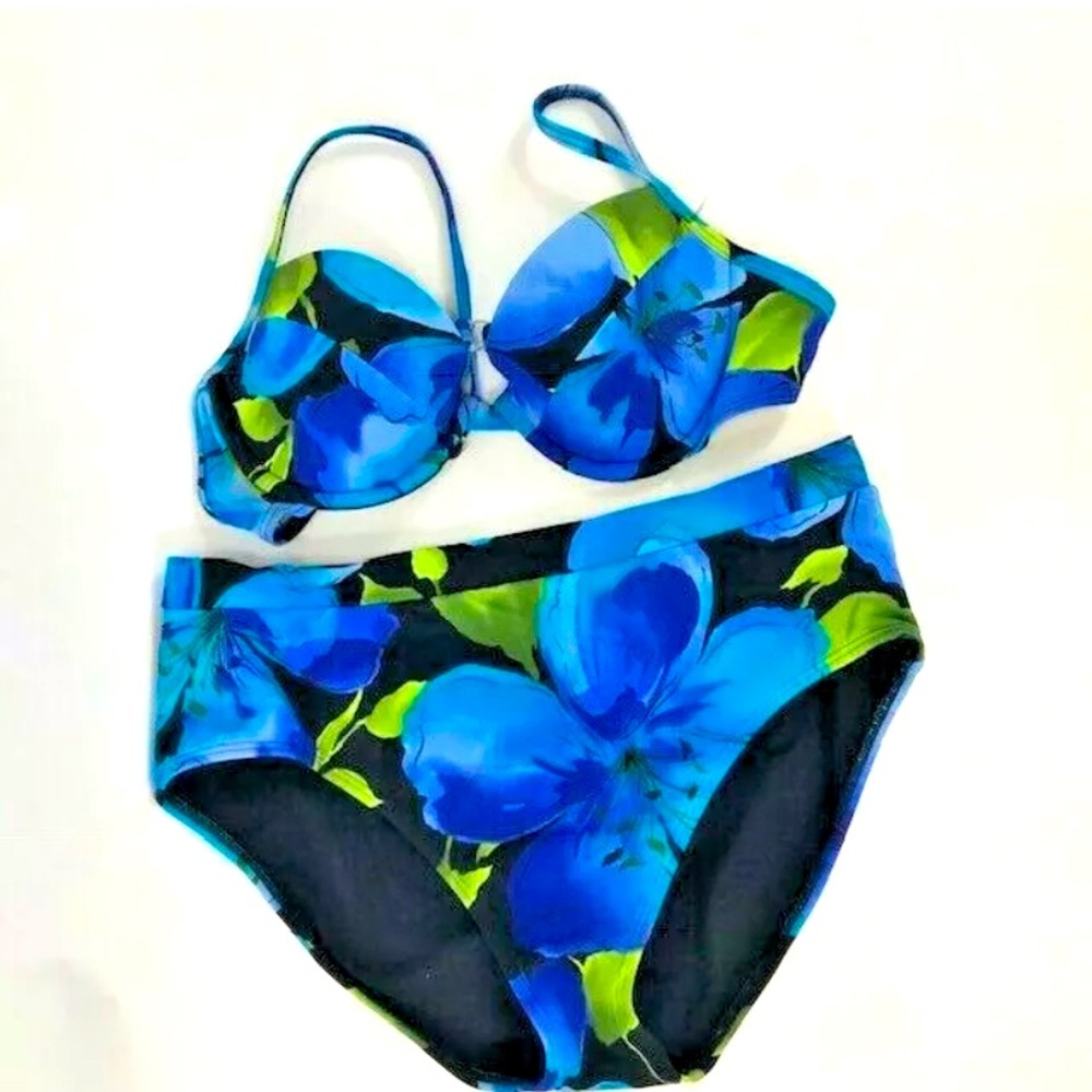 Spiegel HIGH WAIST | UNDERWIRE | Bikini, Floral | M | WELL MADE, adjustable, EUC